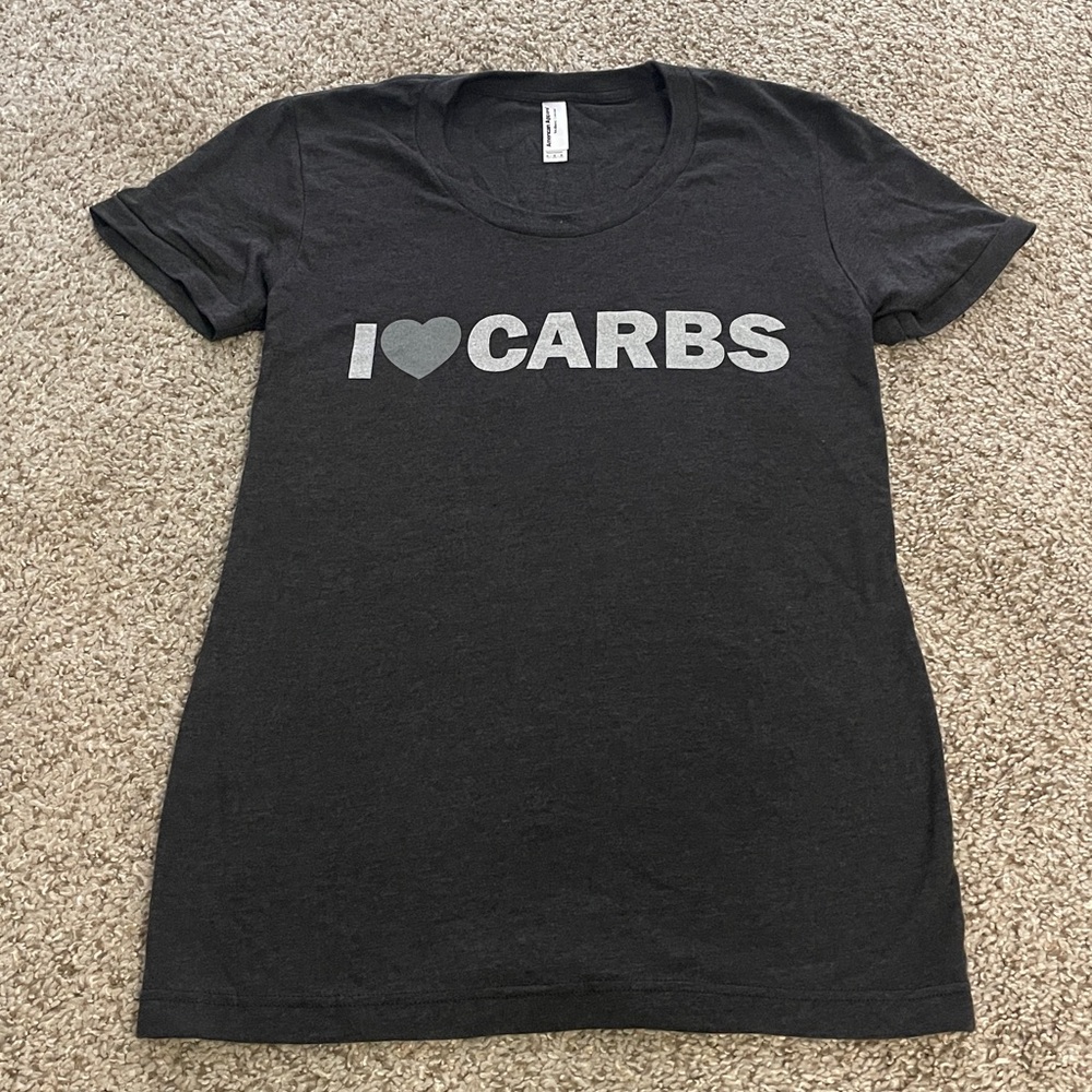American Apparel Charcoal Tri-Blend I Love Carbs/Picky Bar Tee